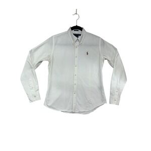 Ralph Lauren Sport Kids White Slim Fit Button Down Shirt Polo‎ Pony Logo Size 10